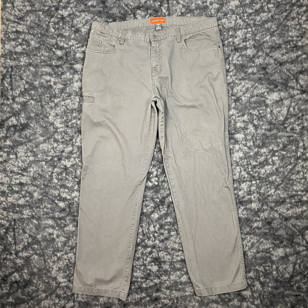 Merrell Hiking Chino Style Pants Mens 40 Gray Cotton 5 Pocket Outdoor JMF22322